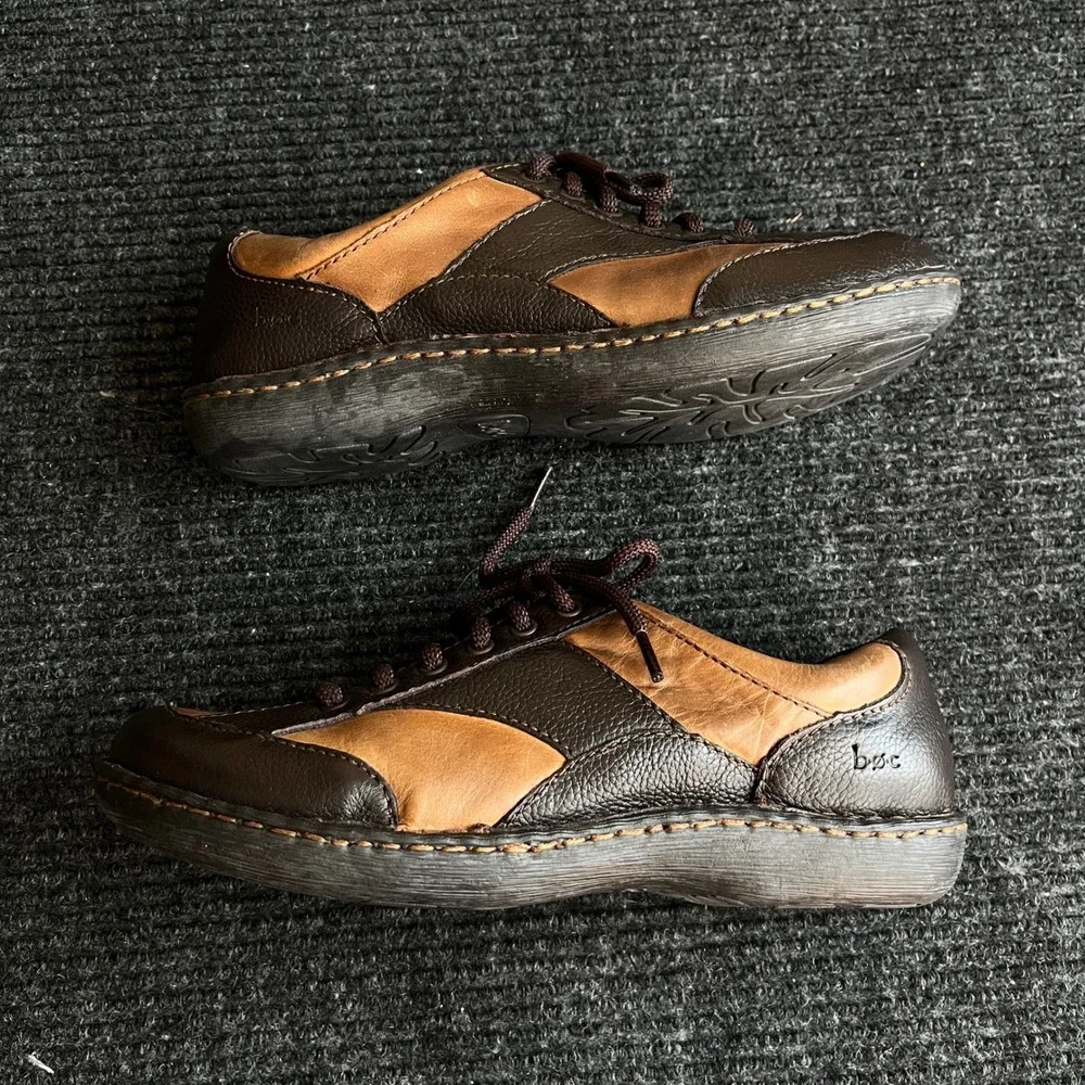b.o.c. Born Concept womens 8 Brown Leather Two Tone Lace Up Oxford Shoes Casual